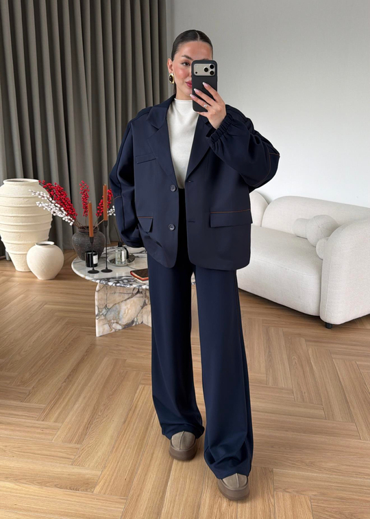Modal Pantalonlu Ceketli Takım LACİVERT