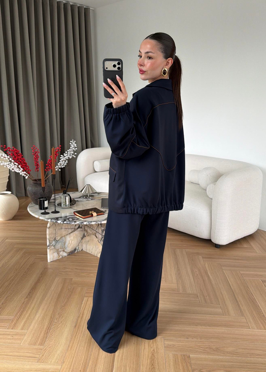 Modal Pantalonlu Ceketli Takım LACİVERT