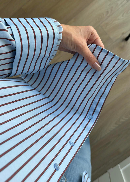 Mua Çizgili Poplin Gömlek MAVİ