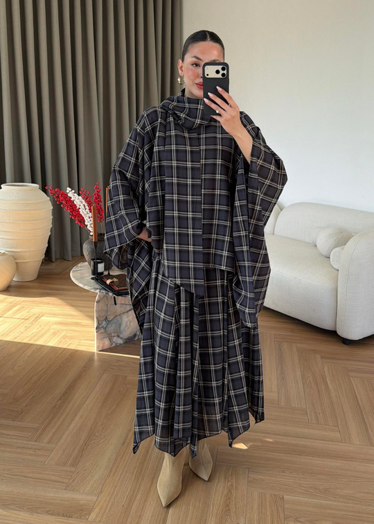 Müslin Ekoseli Gömlek LACİVERT