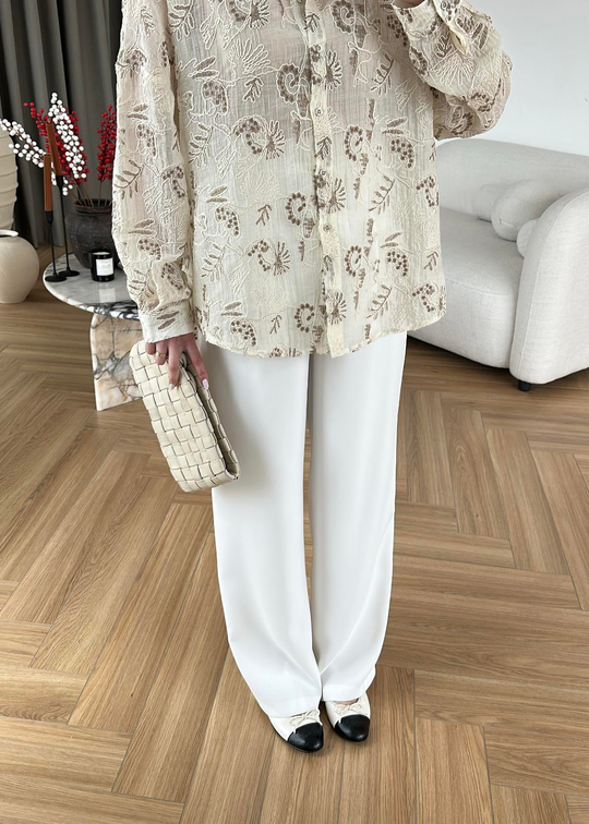 Nakışlı Oversize Gömlek KAHVERENGİ