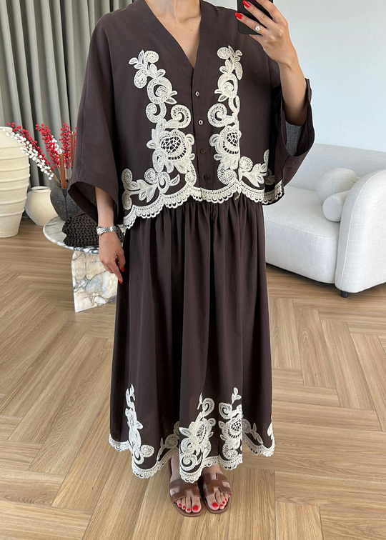 Nakışlı Yarasa Kol Takım ACI KAHVE