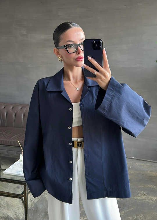 Nera Oversize Gömlek LACİVERT