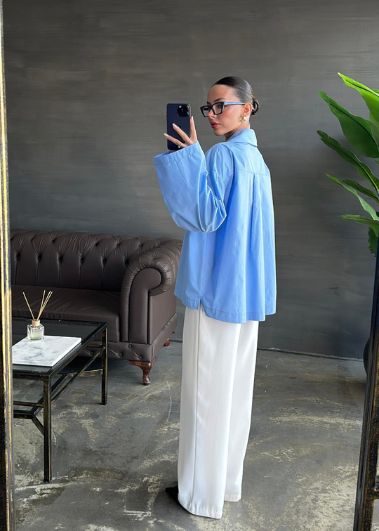 Nera Oversize Gömlek MAVİ