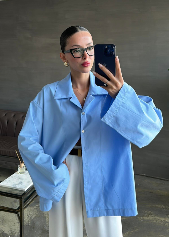 Nera Oversize Gömlek MAVİ