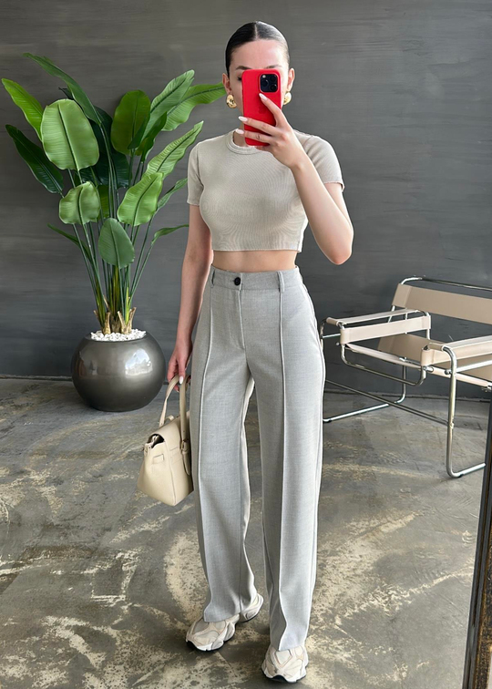 Nervürlü Premium Pantolon AÇIK GRİ