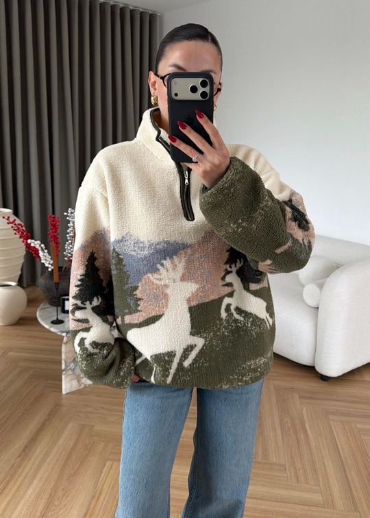 Nordic Peluş Sweatshirt EKRU