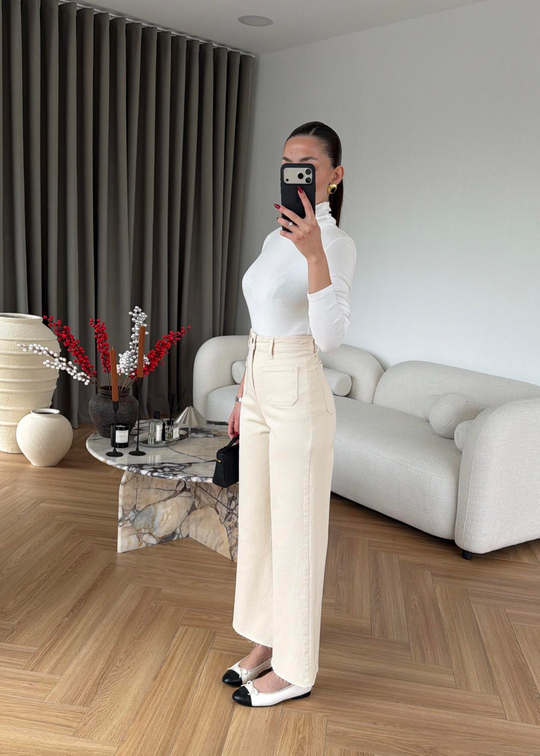 Önden Cepli Kesik Paçalı Jean NUDE
