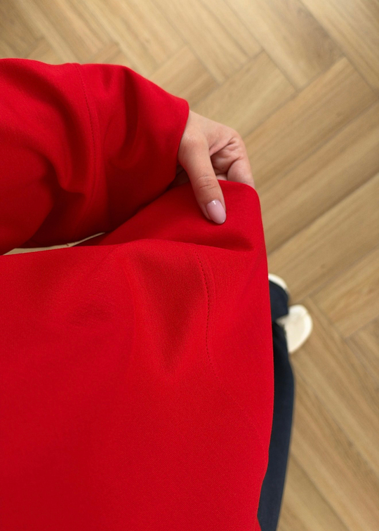 Önü Kısa Uzun Kollu Sweat KIRMIZI