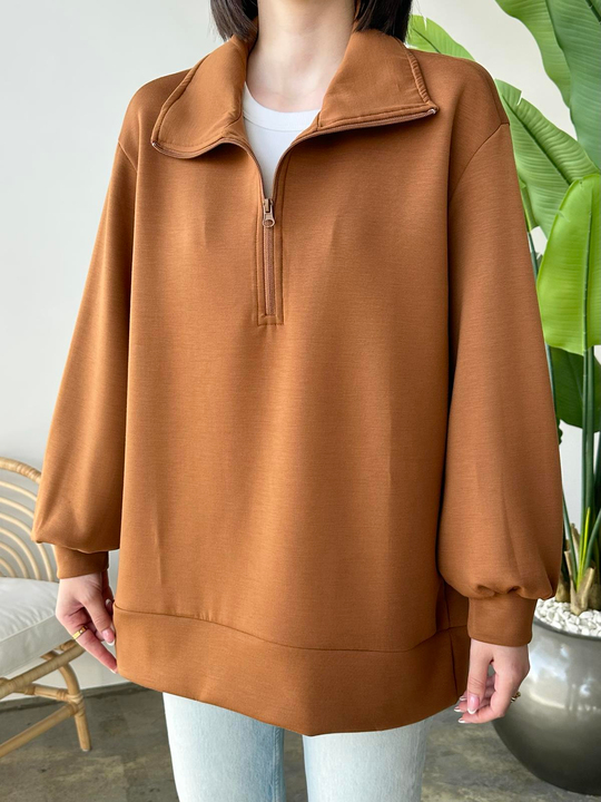 Oysh Kumaş Sweatshirt KİREMİT