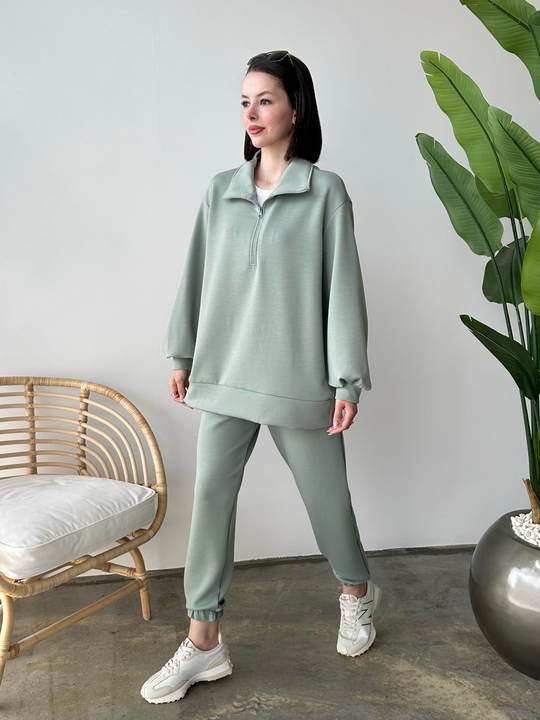 Oysh Kumaş Sweatshirt MİNT YEŞİLİ