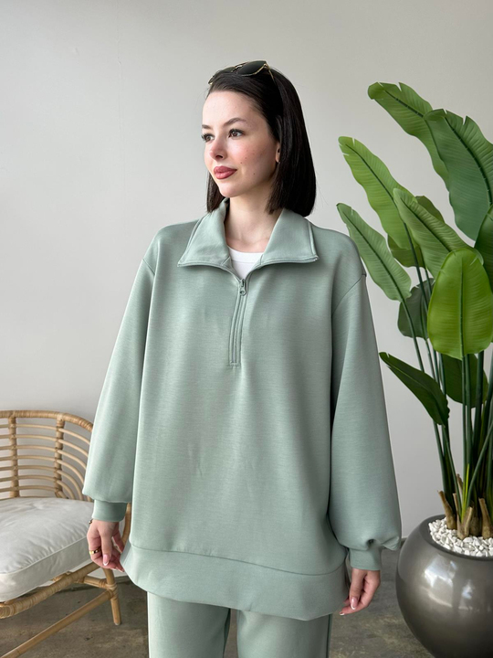 Oysh Kumaş Sweatshirt MİNT YEŞİLİ