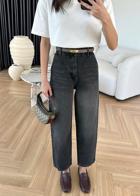 Paçası Dikişli Balon Mom Jean ANTRASİT