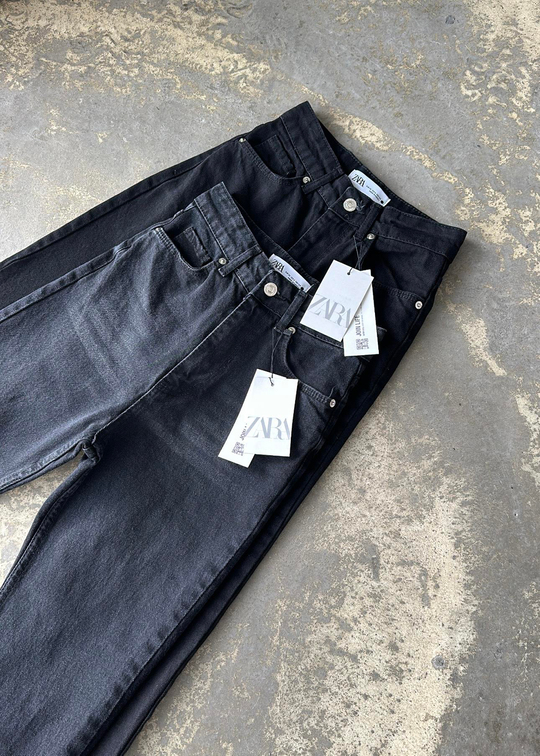 Paçası Dikişli Boru Paça Jean SİYAH