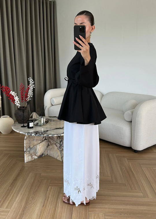 Paçası Nakışlı Pantolon BEYAZ