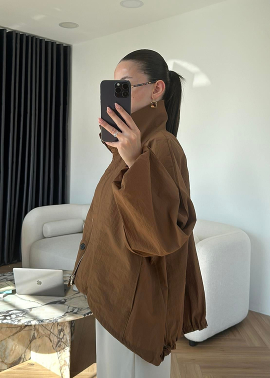 Paraşüt Arkası Uzun Ceket CAMEL