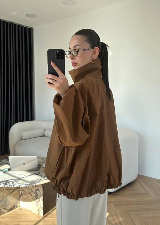 Paraşüt Arkası Uzun Ceket CAMEL