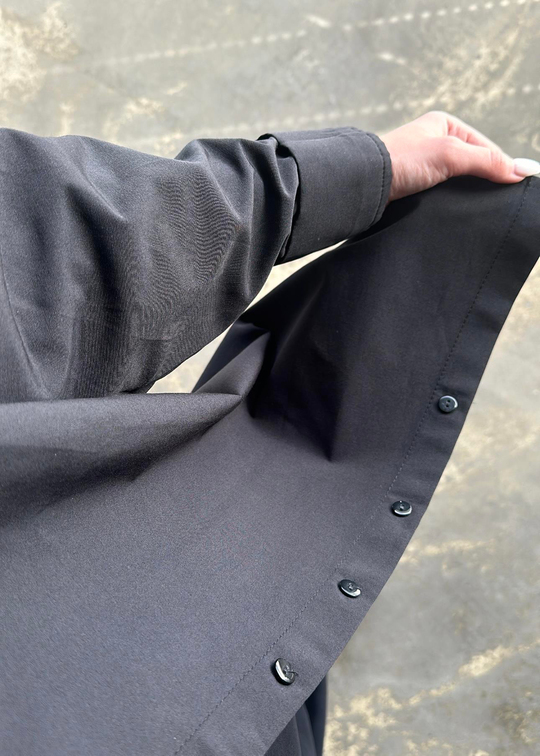 Patlı Poplin Tunik SİYAH