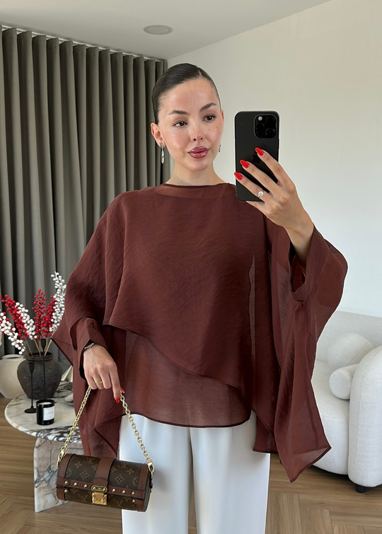 Pelerin Yakalı Transparan Bluz TARÇIN