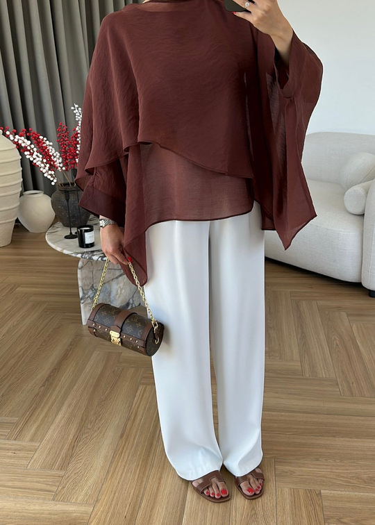 Pelerin Yakalı Transparan Bluz TARÇIN