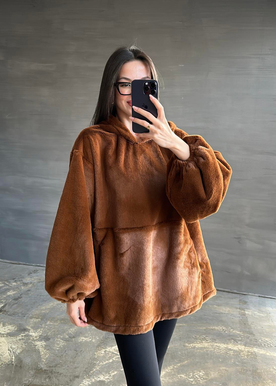 Peluş Sweatshirt KAHVE