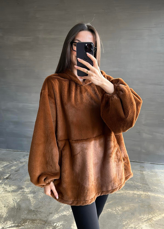 Peluş Sweatshirt KAHVE