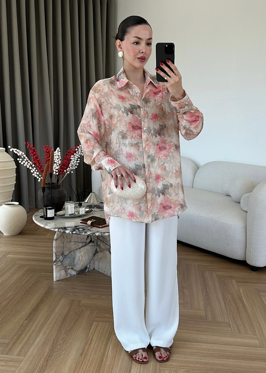 Petal Çiçekli Gömlek RENKLİ