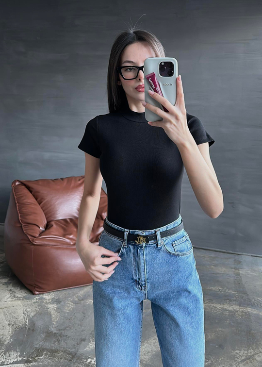 Pixie Yarım Balıkçı Bluz SİYAH