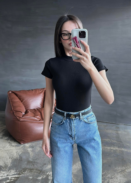 Pixie Yarım Balıkçı Bluz SİYAH