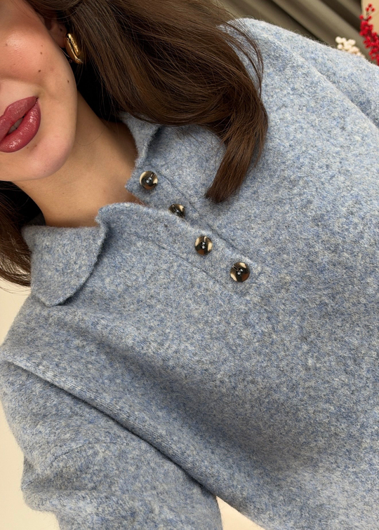 Polo Yaka Premium Kazak BEBE MAVİ