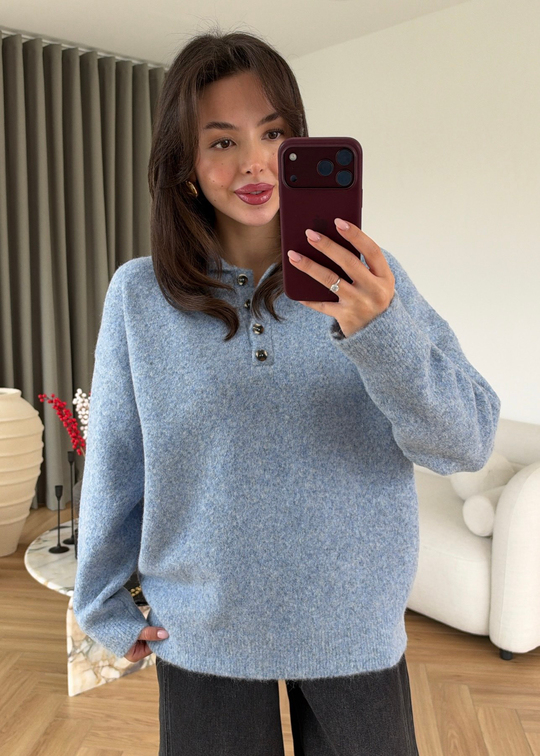 Polo Yaka Premium Kazak BEBE MAVİ