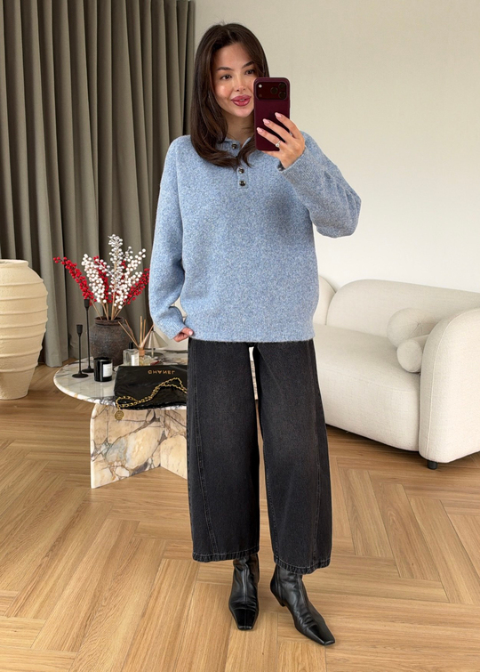Polo Yaka Premium Kazak BEBE MAVİ