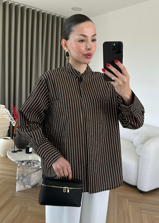 Pucca Çizgili Gömlek ACI KAHVE