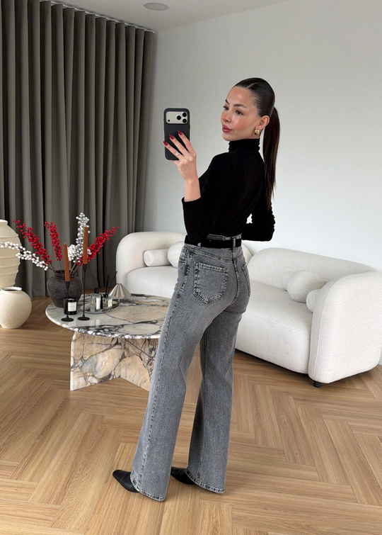 Raven Kemerli Düz Jean GRİ