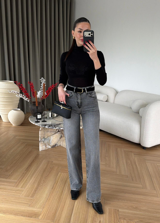 Raven Kemerli Düz Jean GRİ
