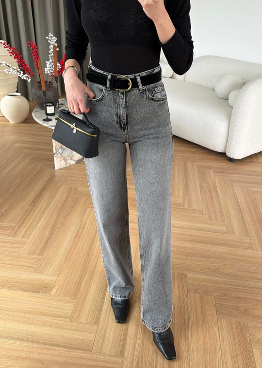 Raven Kemerli Düz Jean GRİ