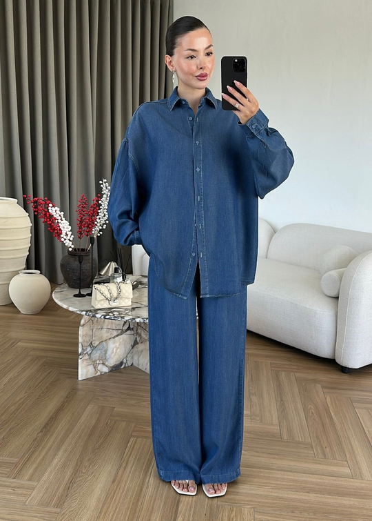 Riva Denim Tensel Takım Koyu Mavi