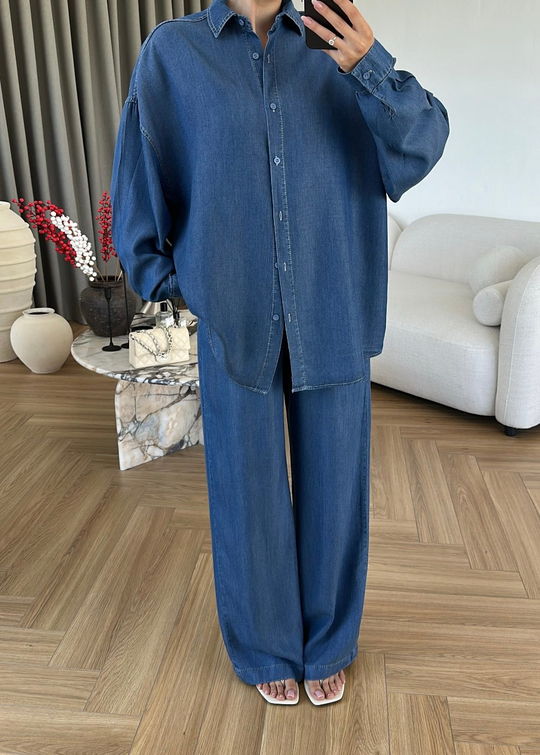 Riva Denim Tensel Takım Koyu Mavi