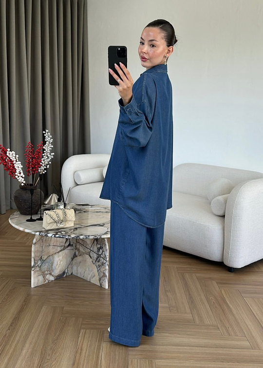 Riva Denim Tensel Takım Koyu Mavi
