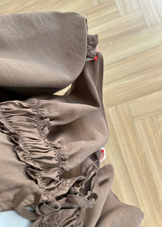 Robalı Kimono Ceket Takım KAHVERENGİ