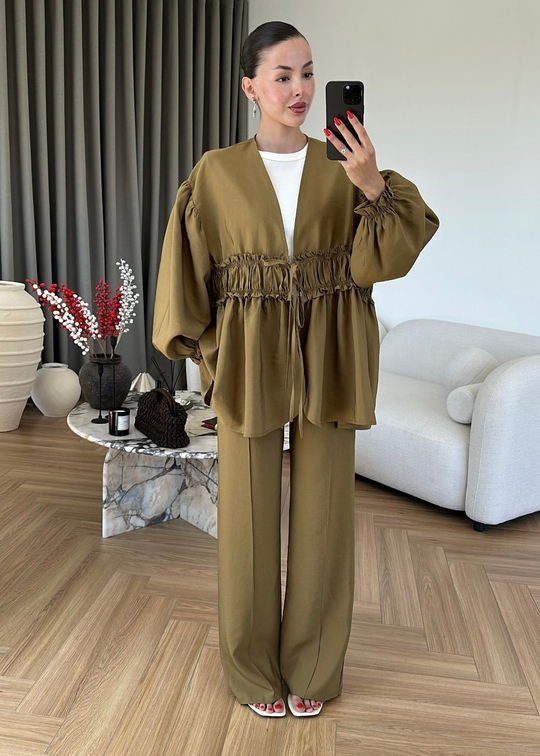 Robalı Kimono Ceket Takım YAĞ YEŞİLİ