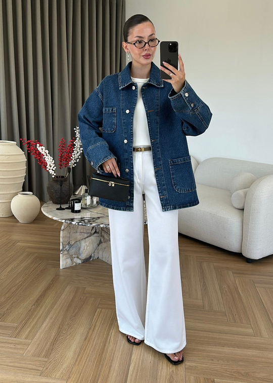 Royal Cepli Denim Ceket MAVİ