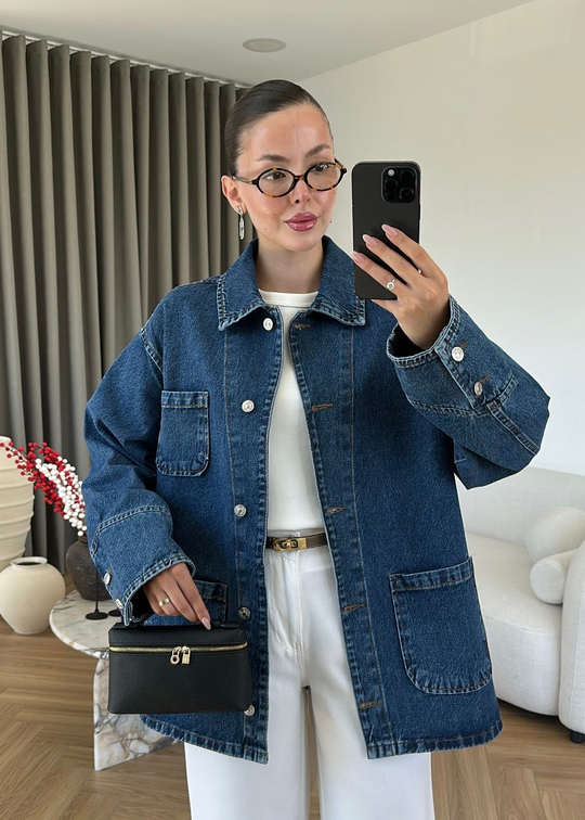 Royal Cepli Denim Ceket MAVİ