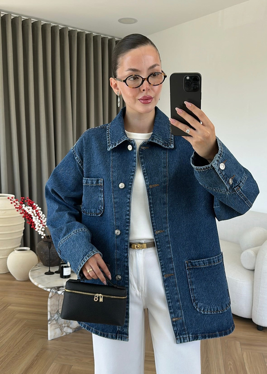 Royal Cepli Denim Ceket MAVİ