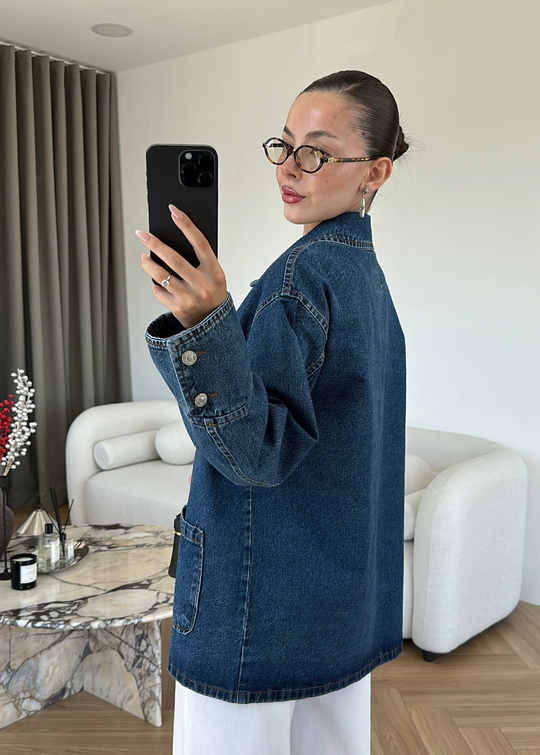 Royal Cepli Denim Ceket MAVİ