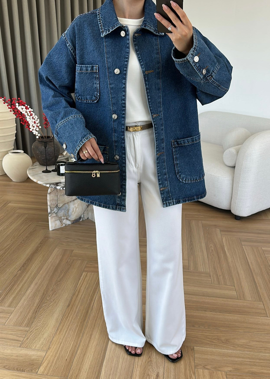 Royal Cepli Denim Ceket MAVİ