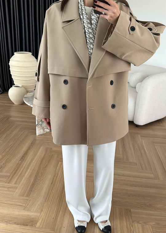 Rüzgarlıklı Ara Boy Trençkot CAMEL