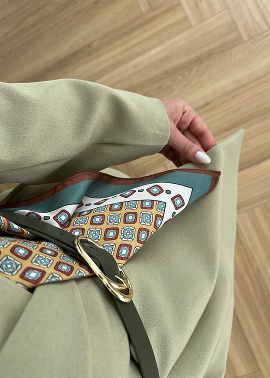 Şallı Deri Kemerli Blazer ÇAĞLA