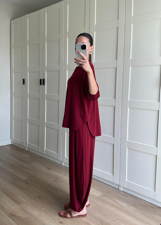 Şalvar Pantolonlu Modal Takım BORDO