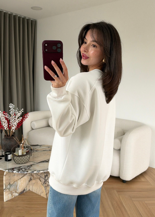 Şardonlu Basic Sweat BEYAZ